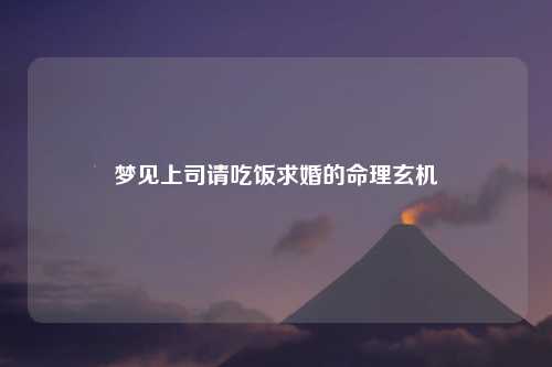 详细阅读:梦见上司请吃饭求婚的命理玄机 梦见上司请吃饭求婚的命理玄机